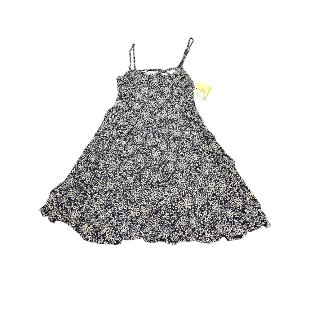Kiwi + Punch Women XS Navy Floral Sundress Summer Dress NWT Lace Up Back Mini